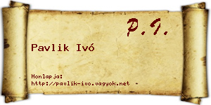 Pavlik Ivó névjegykártya